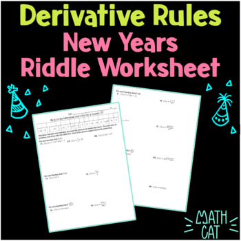 Preview of Derivative Rules Practice New Year Riddle Worksheet