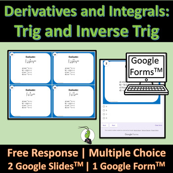 Preview of Derivative and Integrals of Trigonometric Functions Calculus Task Cards Google