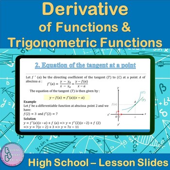 Preview of Derivative of Functions | High School Math PowerPoint Lesson Slides