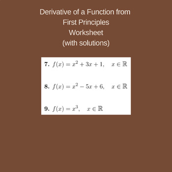 Preview of Derivative of a Function from First Principles Worksheet (with solutions)