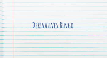 Preview of Derivatives Bingo