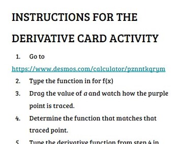 Preview of Derivatives Discovery AP Calculus - The Small Group Guru