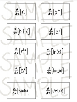 Preview of Derivatives Flashcards - Black and White!