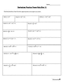 Preview of Derivatives Practice Power Rule Part 1