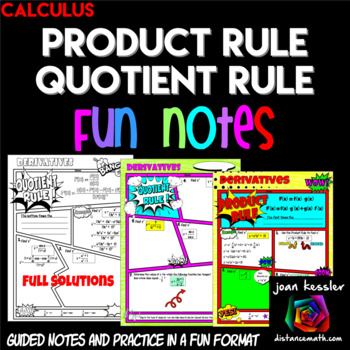 Preview of Derivatives Product Quotient Rule Calculus FUN Notes Doodle Pages 