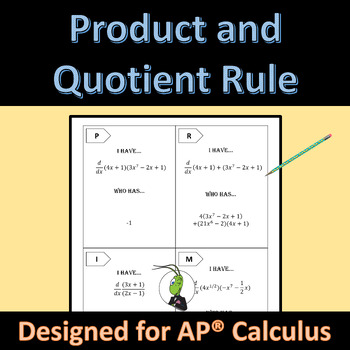 Preview of Derivatives Product and Quotient Rule AP® Calculus 1.12 Activity I have Who Has