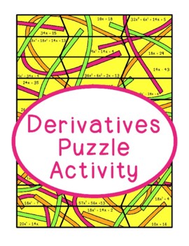 Preview of Derivatives Puzzle Matching Functions, Calculus Power Rule, Distance Learning
