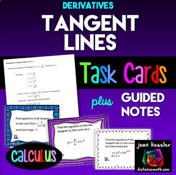 Preview of Derivatives Equations of Tangents Lines Task Cards and Guided Notes
