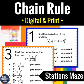 Preview of Derivatives Using the Chain Rule Activity | Digital and Print