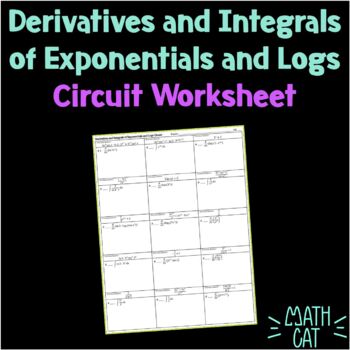 Preview of Derivatives and Integrals of Exponentials and Logs Circuit Worksheet