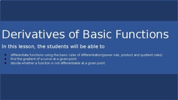 Preview of Derivatives of Basic Functions
