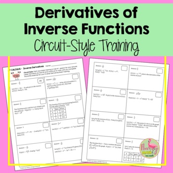 Preview of Derivatives of Inverse Functions Circuit-Training & Scavenger Hunt