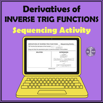 Preview of Derivatives of Inverse Trig Functions - Sequencing Activity Drag & Drop