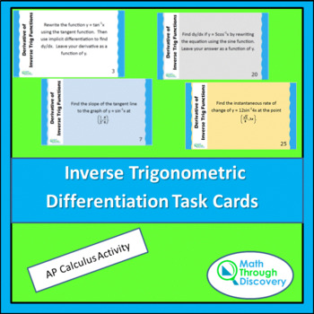 Preview of Calculus - Inverse Trigonometric Differentiation Task Cards