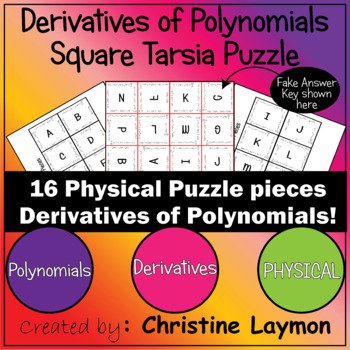 Preview of Derivatives of Polynomials Square Tarsia Puzzle Cut and Paste