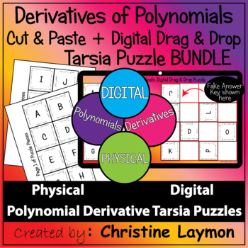 Preview of Derivatives of Polynomials Square Tarsia Puzzle (Physical + Digital) Bundle