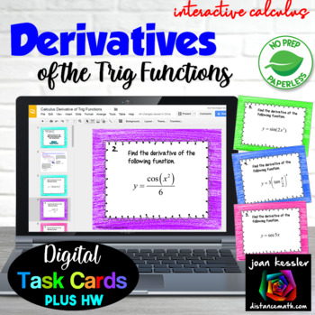 Derivatives Trig Functions Worksheets Teaching Resources Tpt