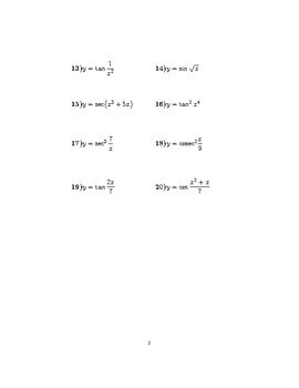 3 5 derivatives of trigonometric functions homework