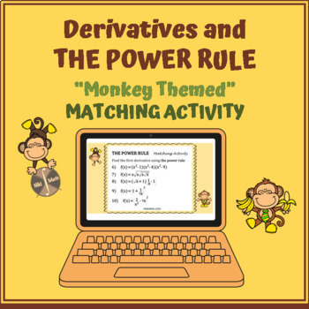Preview of Derivatives & the Power Rule- Monkey Themed Matching Activity (15 problems)