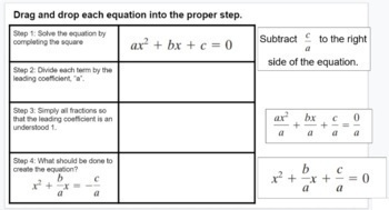 Preview of Deriving the Quadratic Formula (Drag and Drop) +Interactive +Distance Learning