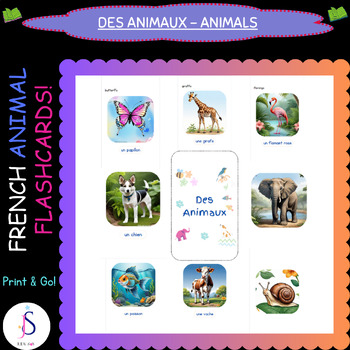 Preview of French Animal Flashcards _ Des Animaux