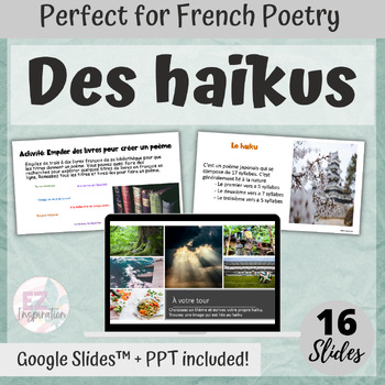 Preview of Des haïkus & la poésie | French haiku lesson and poetry activities