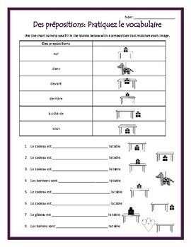 Des prépositions (Introductory packet to basic French prepositions)