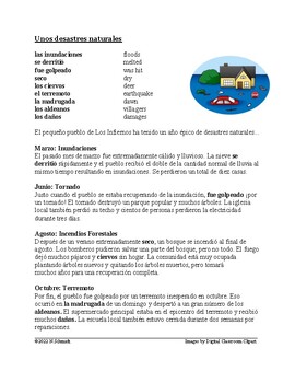 Preview of Desastres naturales Lectura: Natural Disasters Spanish Reading (medio ambiente)