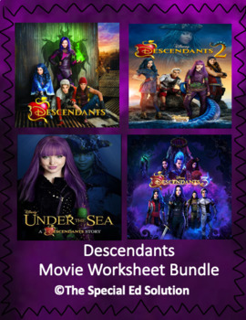 Preview of Descendants Movie Worksheet Bundle