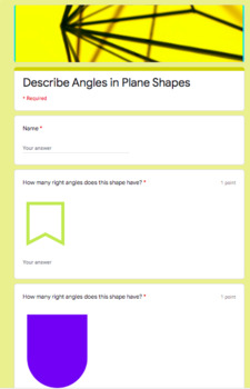 Preview of Describe Angles in Plane Shapes-Google Form-Online Learning/Tutoring-Go Math