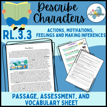 Preview of Describe Characters-Inferences Feelings Motivations Actions-Passage Assessment