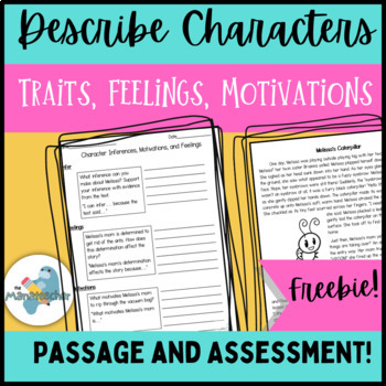 Preview of Describe Characters- Traits Feelings Motivations- Passage and Assessment
