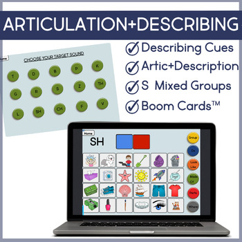 Preview of Descriptions+Articulation Speech Therapy Game for Mixed Groups (BoomCards™)