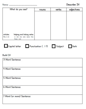 Preview of Describe It and Build It (Parts of Speech/Sentence Practice)