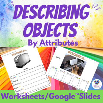 Preview of Attributes Describing Objects  Speech Therapy Worksheets Google™Slides