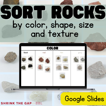 Preview of Describe & Sort Rocks by Size, Shape, Color & Texture: Online Sort Google Slides