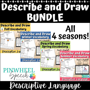 Preview of Describe and Draw Seasonal Bundle Speech Therapy Describing Language Activity