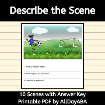 Preview of Describe the Scene No Prep Worksheets: Descriptions, Features, Habitats