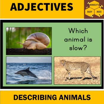 Describing Animals using Adjectives Boom Cards by Bakely's Busy Bees
