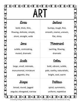 Describing Artwork Poster by Teach Me Teach Me | TPT