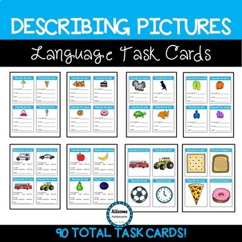 Preview of Describing Basic Pictures Language Task Cards (sped/autism) #spedspringsahead