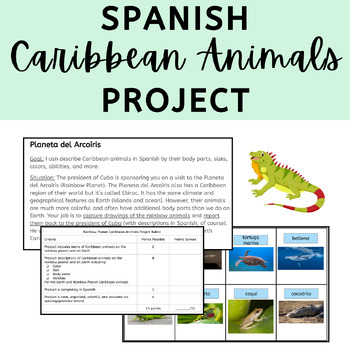 Preview of Describing Caribbean Animals in Spanish Project