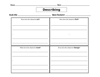Describing Character graphic organizer by Teaching Miss A | TpT