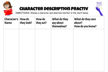 Preview of Describing Characters Graphic Organizer