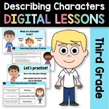 Preview of Describing Characters Reading 3rd Grade Google Slides | Guided Reading Practice