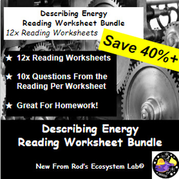 Preview of Describing Energy Lesson Reading Worksheet Bundle **Editable**
