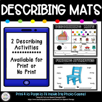 Preview of Describing Mats - Print and No Print - All-in-One