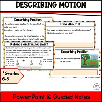 Preview of Describing Motion-Speed, Acceleration, Velocity PowerPoint and Notes Lesson