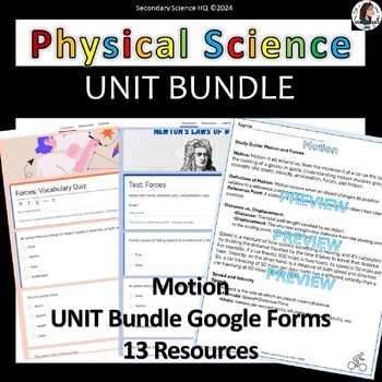 Preview of Describing Motion Unit Bundle | Google Forms | Slides | Kahoot Games