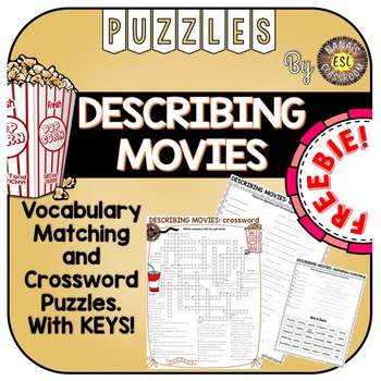 Preview of Descriptive Adjectives for Movies 2 Word Puzzles FREEBIE